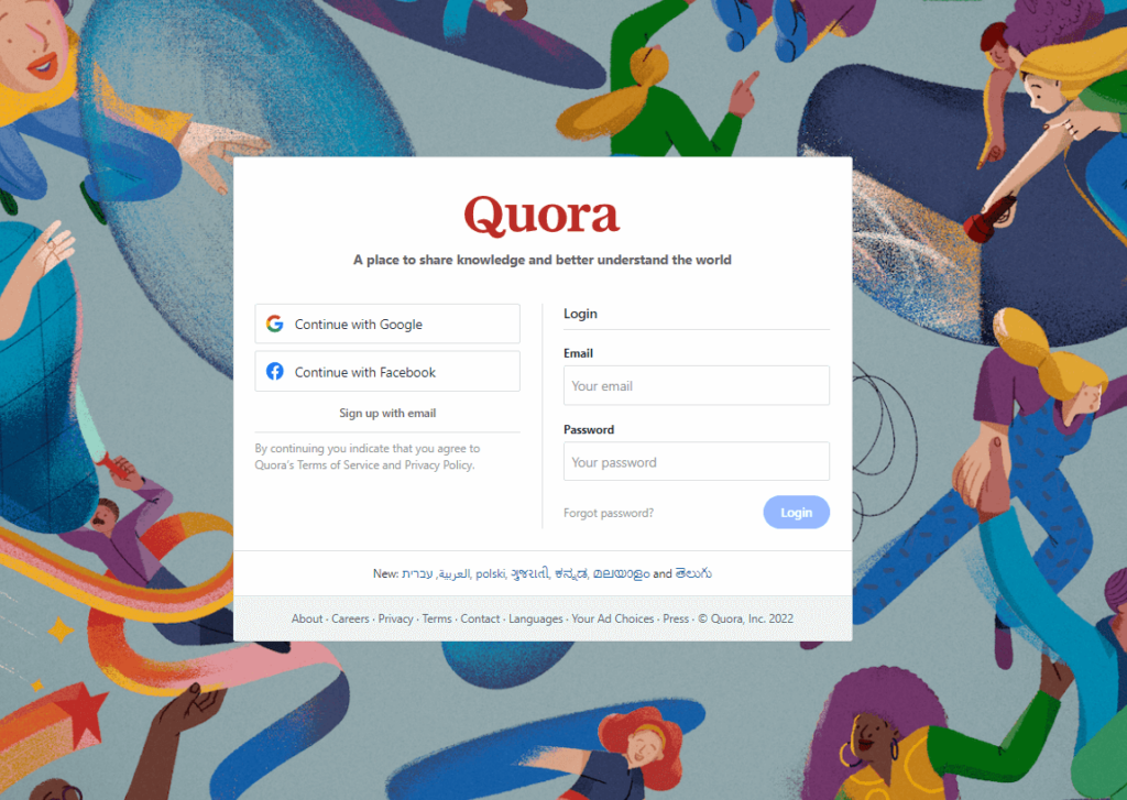 Quora homepage: A place to share knowledge and better understand the world
