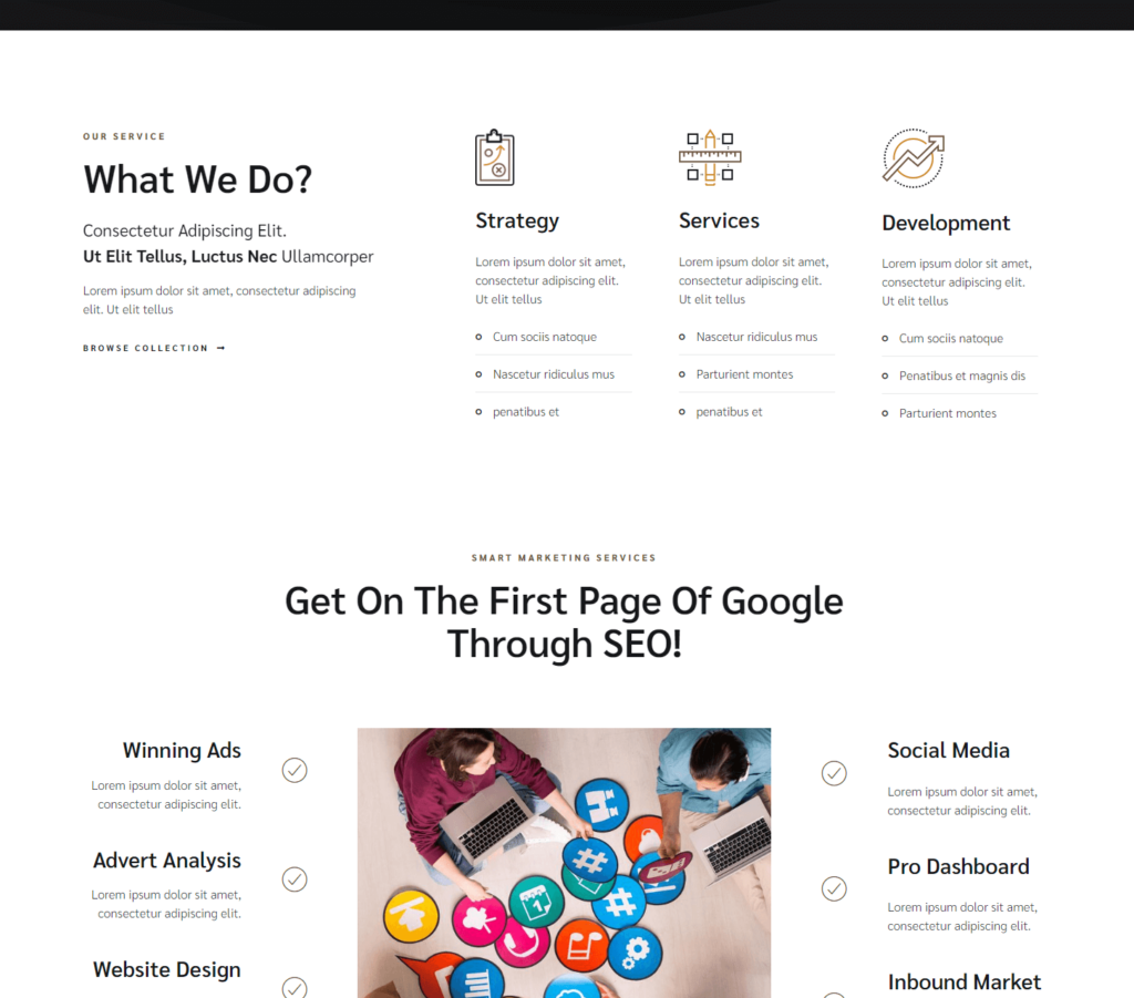 Services page of Ethan Elementor template kit