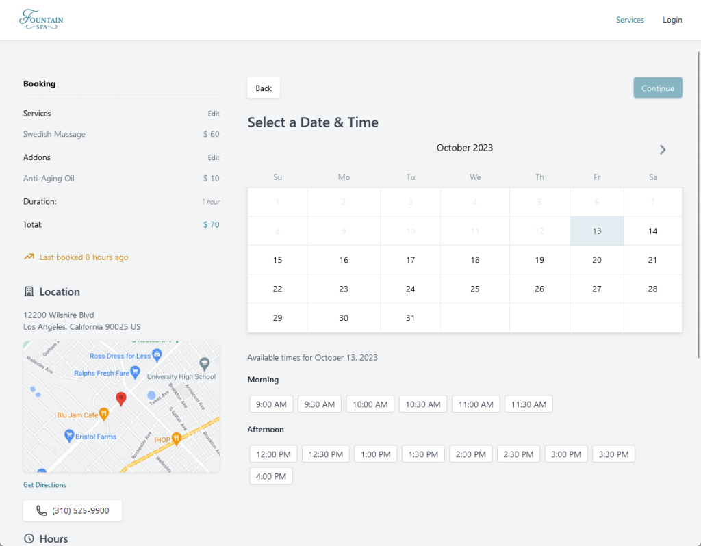 using the startbooking plugin on a demo site
