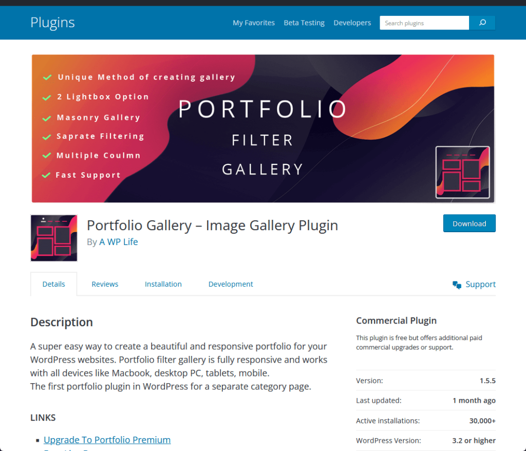 Portfolio Gallery – Image Gallery Plugin