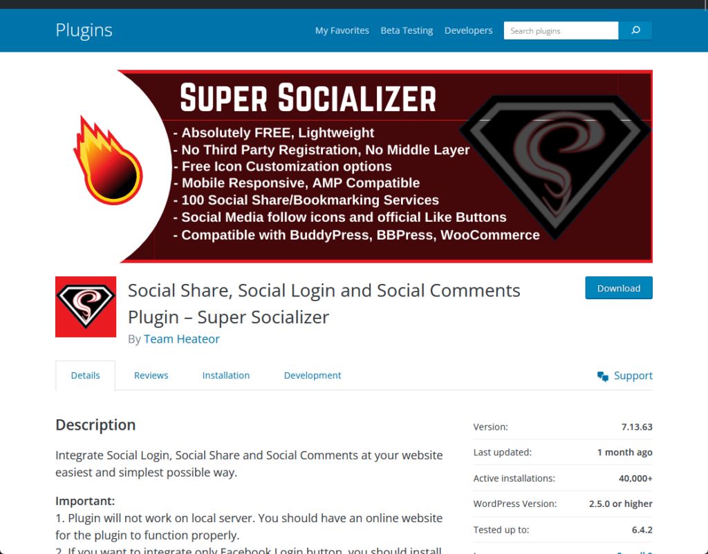 Social Share, Social Login and Social Comments Plugin – Super Socializer