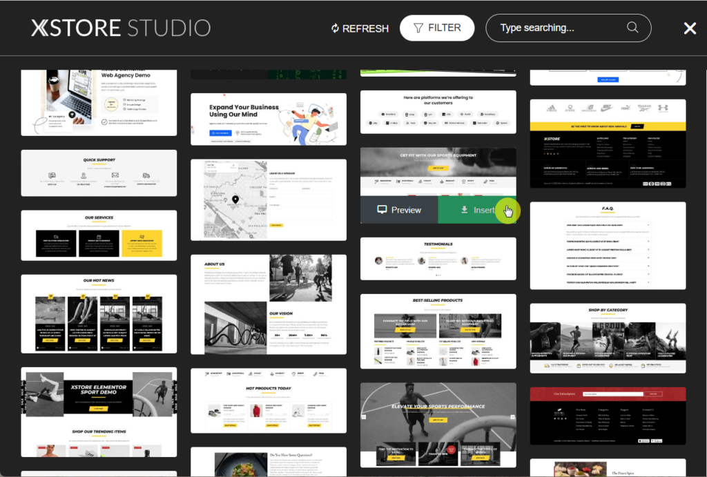 Insert XStore Studio template