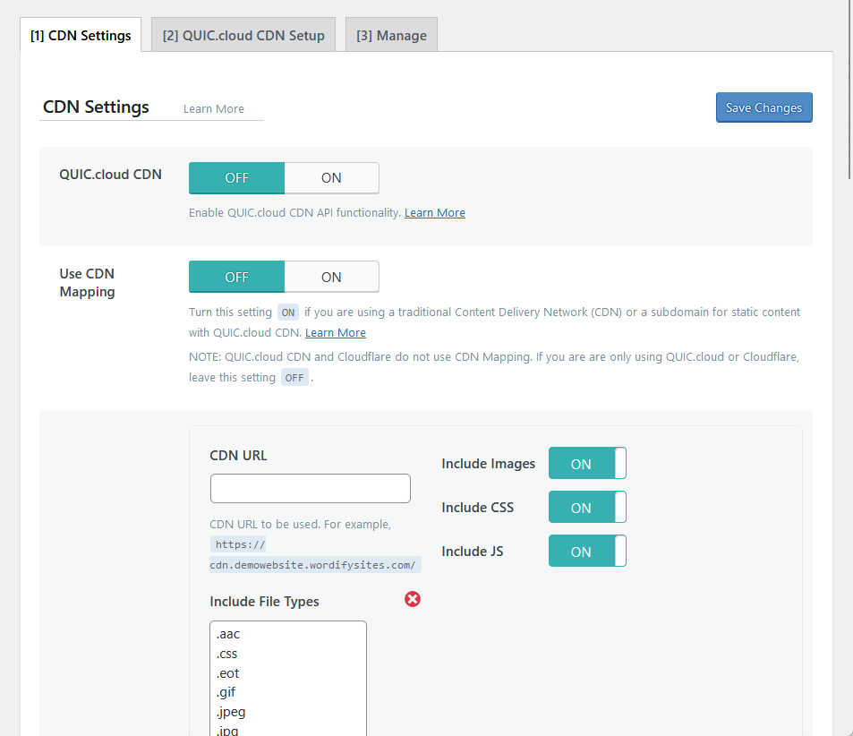 cdn settings in liespeed cache